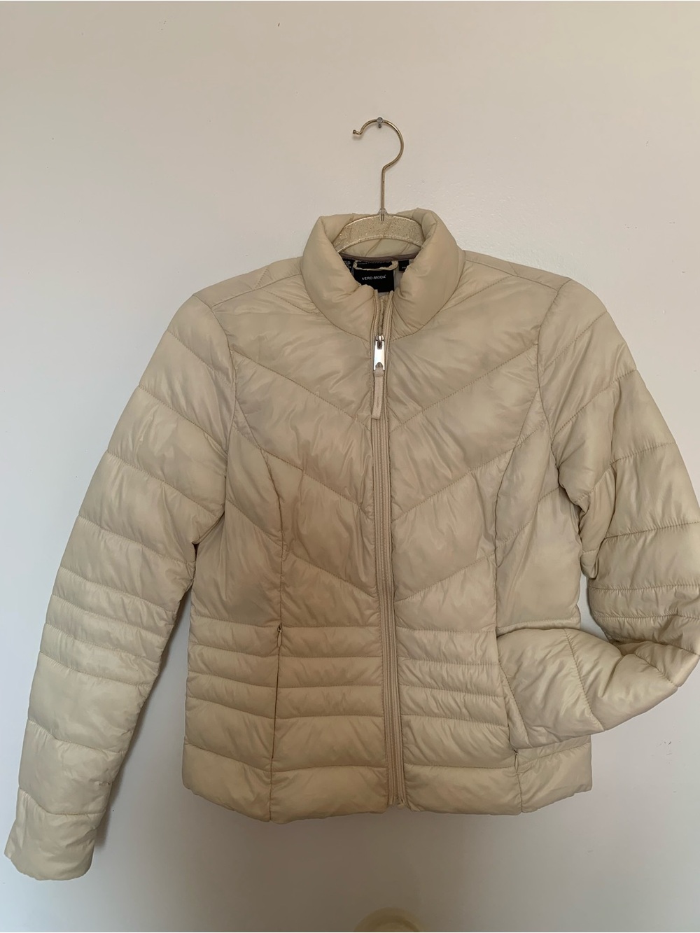 Vero Moda Cream Quilted Lightweight Puffer Jacket
